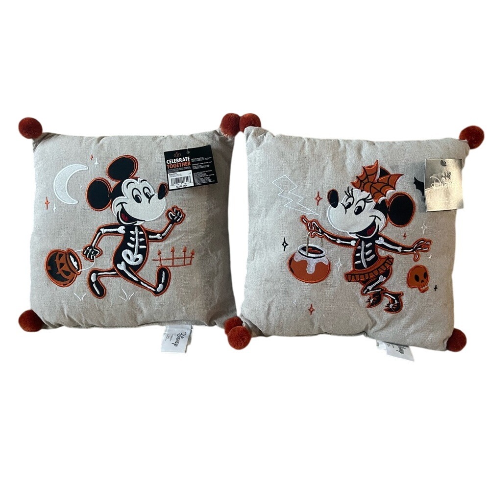 Celebrate Together Halloween Mickey and Minnie Pillows Embroidered Throw Pillows